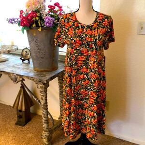 LuLaRoe orange and green Carly dress